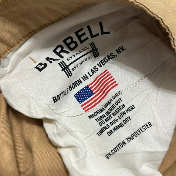 NEW Barbell Apparel Stretch Khaki Pants Mens Size 34 Slim l Athletic Fit
